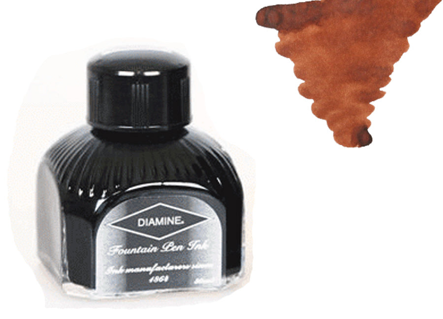 Tintero Diamine, 80ml, Warm Brown, Botella de cristal italiano