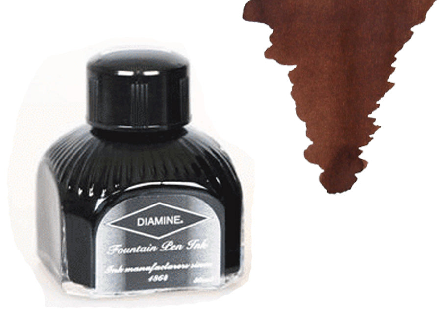 Tintero Diamine, 80ml., Saddle Brown, Botella de cristal italiano