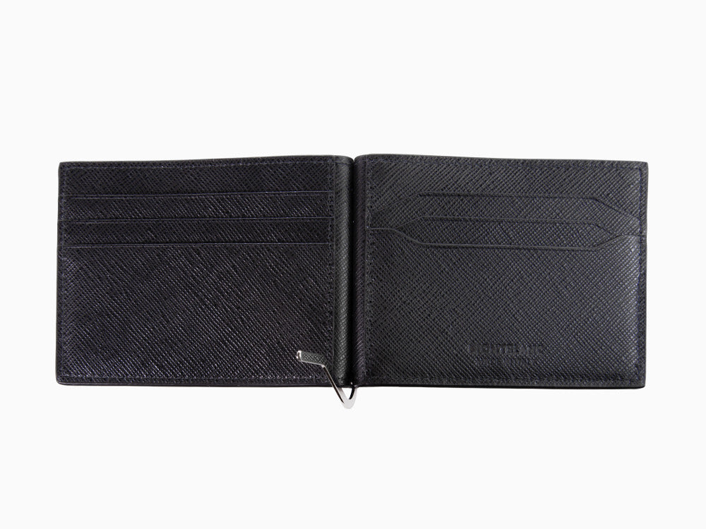 Cartera Montblanc Sartorial, Piel, Negro, 6 Tarjetas, Clip, 130316