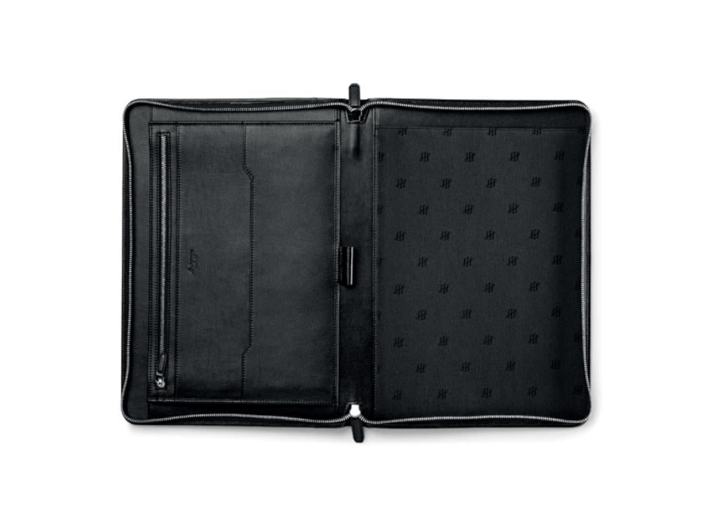 Zip Portafolio Montegrappa Signet Series, Piel, Algodón, Negro, IC00HN02