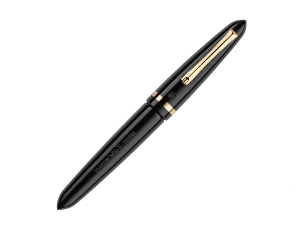 Pluma Estilográfica Montegrappa Venetia, Negra, PVD Oro, 14k, ISVEN-4C