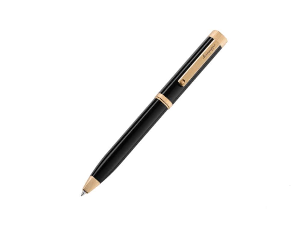 Bolígrafo Montegrappa Quattro, Resina Acrílica, PVD Oro, Negro, ISZ4IBIY