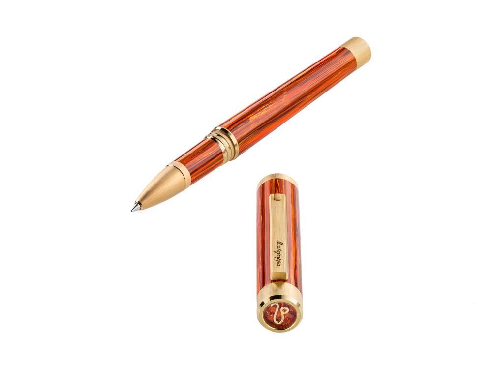 Roller Montegrappa Zero Zodiac Leo, PVD Oro, Naranja, ISZEZRIY-O2