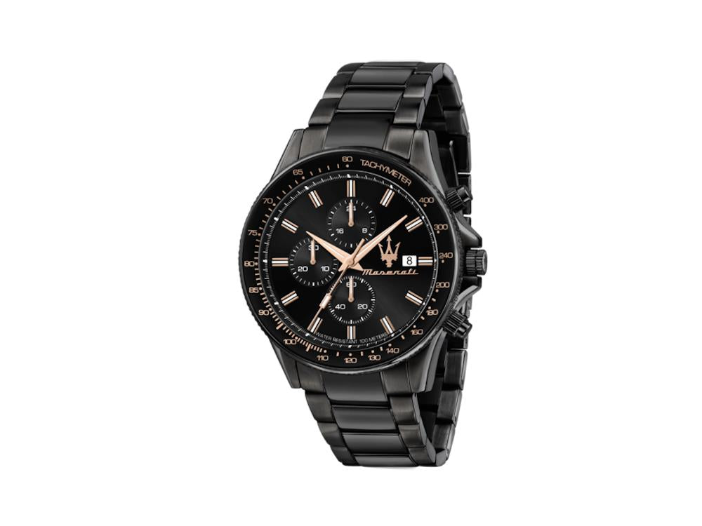 Reloj de Cuarzo Maserati Sfida, PVD, Negro, 44 mm, Cristal mineral, R8873640011