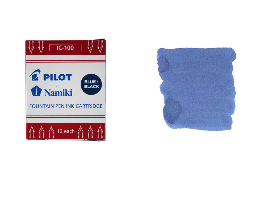 Cartuchos de tinta Namiki, Azul/Negro, 12 unidades, IC-100-blue-black