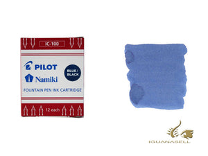 Cartuchos de tinta Namiki, Azul/Negro, 12 unidades, IC-100-blue-black