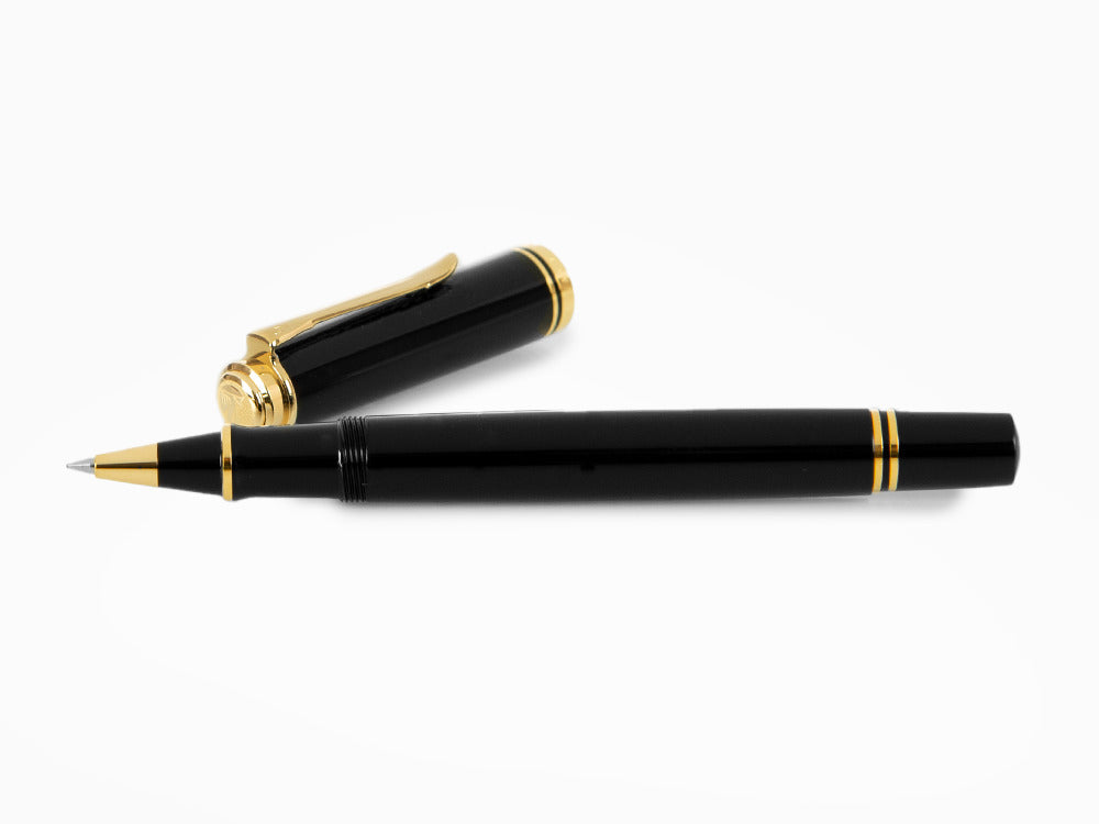 Roller Pelikan R400, Resina Negra, Adornos en oro, 987958