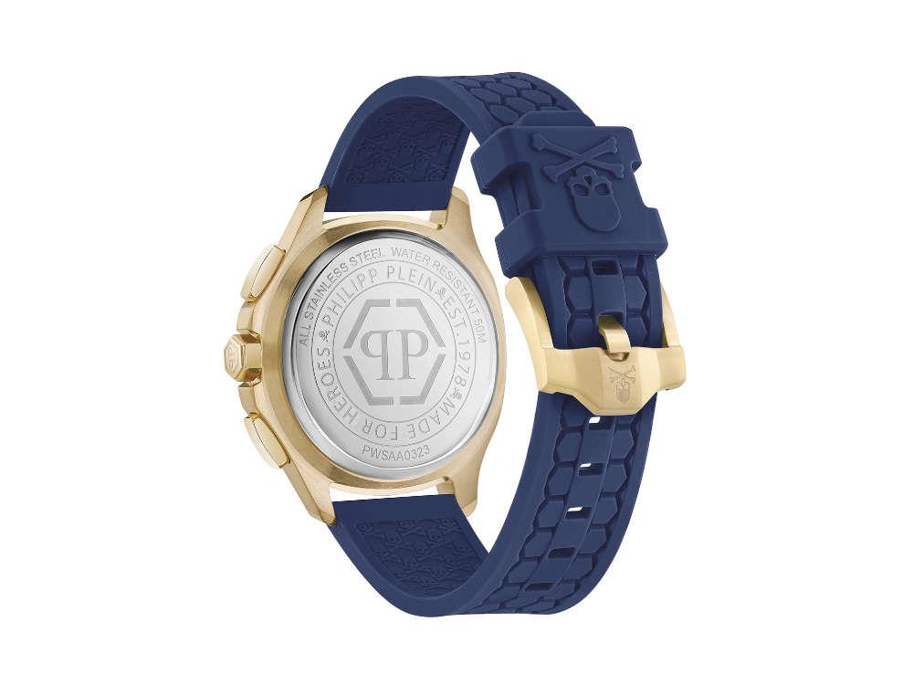 Reloj de Cuarzo Philipp Plein 44 mm, PVD Oro, Azul, Cristal mineral, PWSAA0323