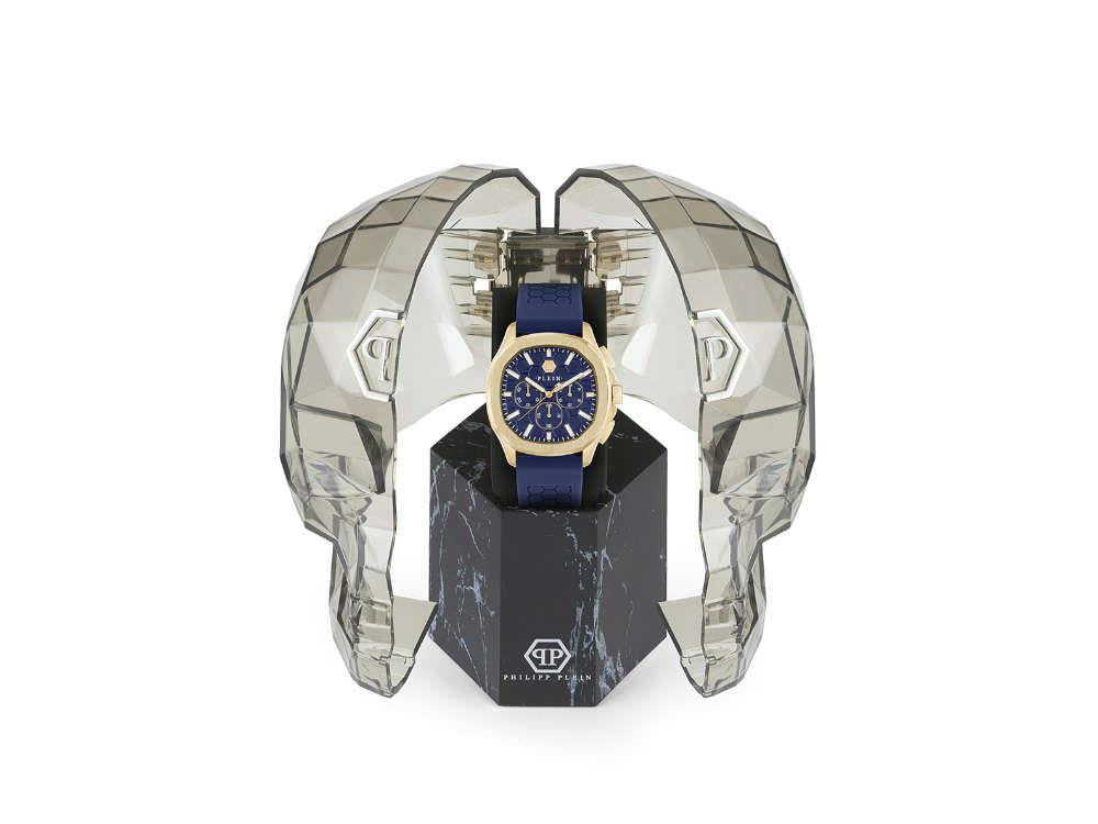 Reloj de Cuarzo Philipp Plein 44 mm, PVD Oro, Azul, Cristal mineral, PWSAA0323