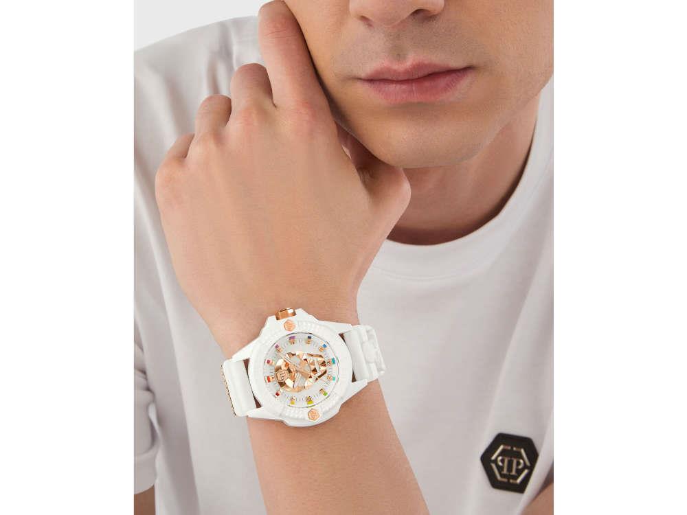 Reloj de Cuarzo Philipp Plein The Skull Ecoceramic, Blanco, 44 mm, PWUBA0123