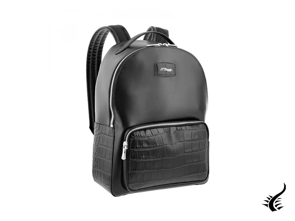 Mochila S.T. Dupont Line D Croco Dandy, Piel, Negro, Cremallera, 181064