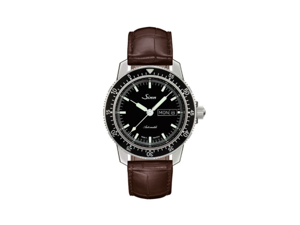 Reloj Automático Sinn 104 St Sa I, SW 220-1, 41mm, Negro, Aligátor, 104.010 LB13