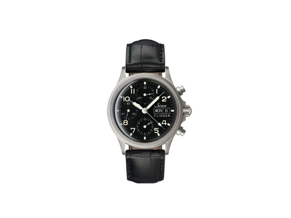 Reloj Automático Sinn 356 PILOT, 38,5mm, Correa de Aligátor, Negro, 356.020 LB12