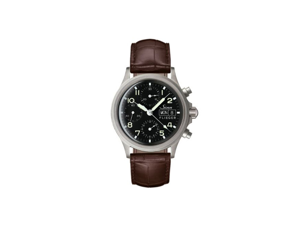 Reloj Automático Sinn 356 PILOT, Crono, Correa de Aligátor, Negro, 356.020 LB13