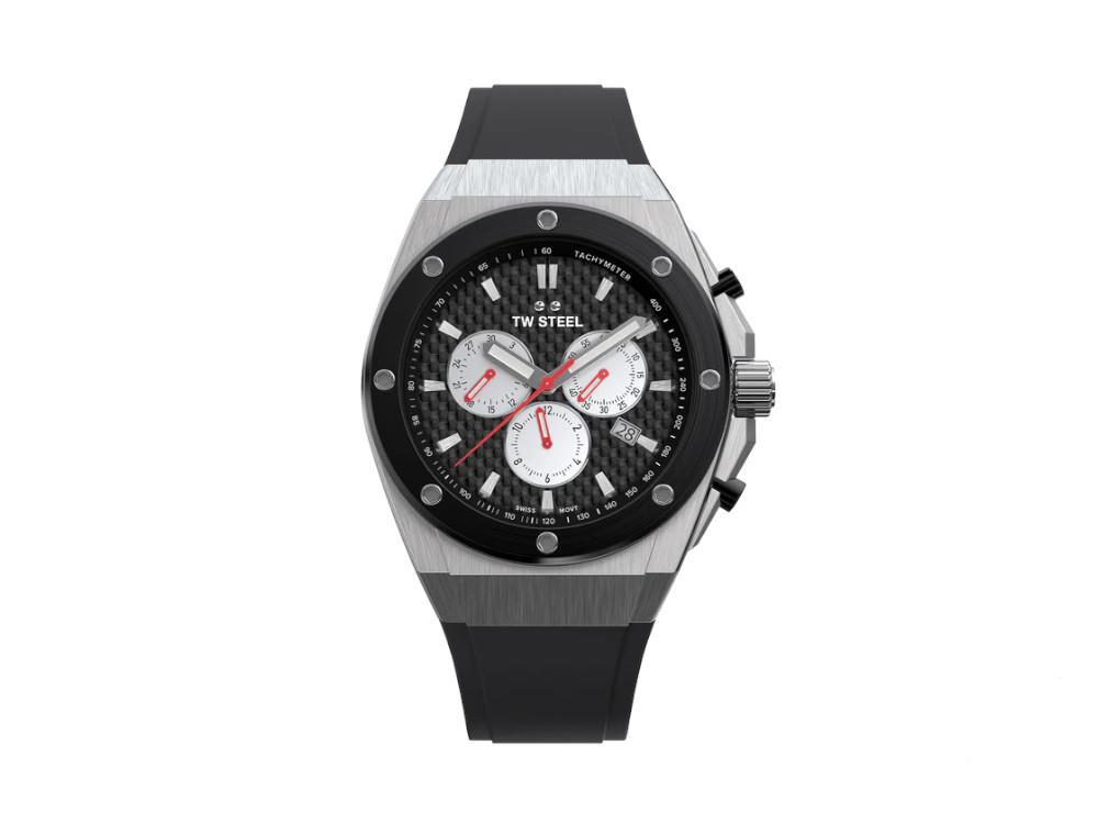 Reloj de Cuarzo TW Steel Ceo Tech 44mm, Negro, 44 mm, Correa de caucho, CE4049