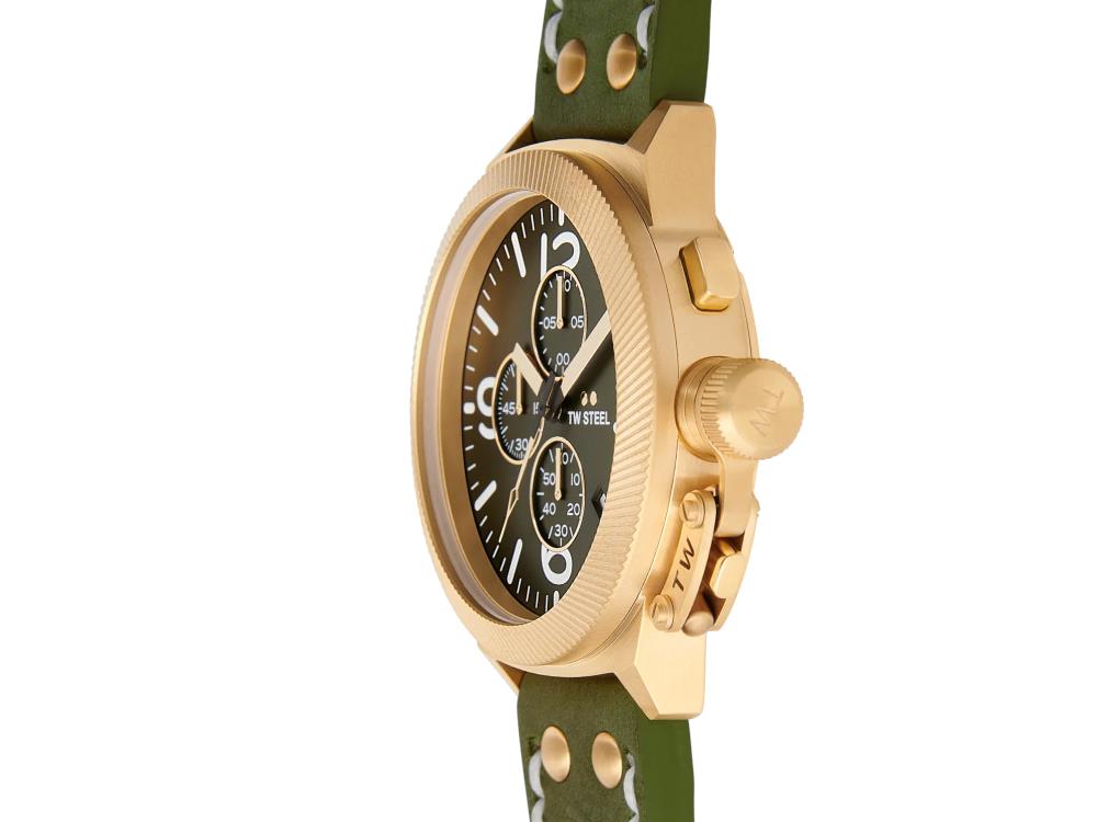 Reloj de Cuarzo TW Steel Canteen, Verde, 45 mm, Correa de piel, 10 atm, CS108