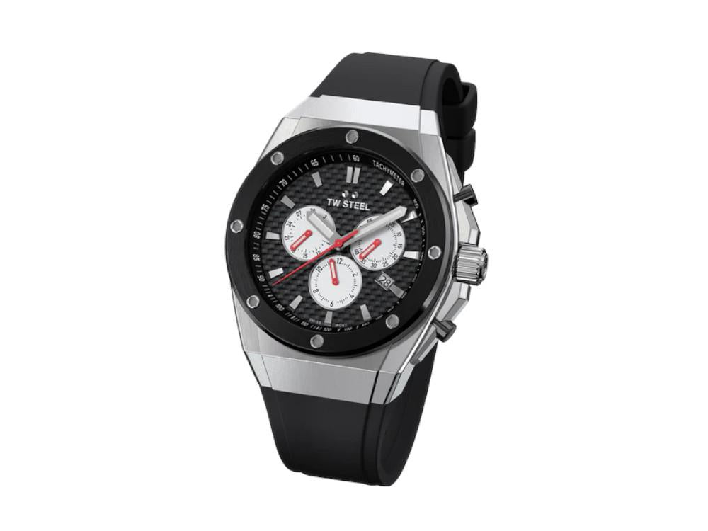 Reloj de Cuarzo TW Steel Ceo Tech 44mm, Negro, 44 mm, Correa de caucho, CE4049