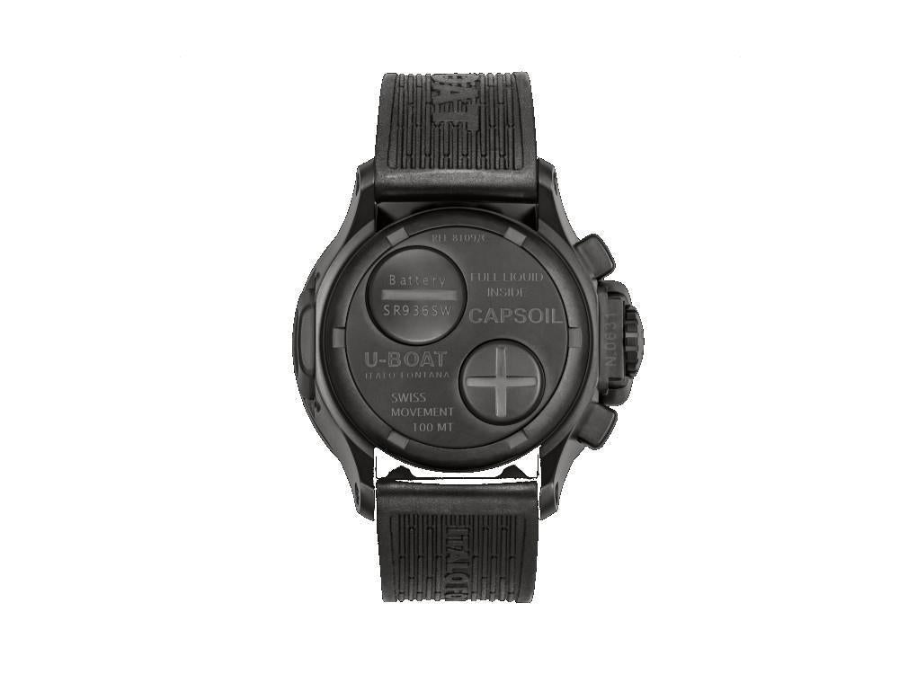 Reloj de Cuarzo U-Boat Capsoil Chrono DLC,  Negro, 45 mm, 8109/C