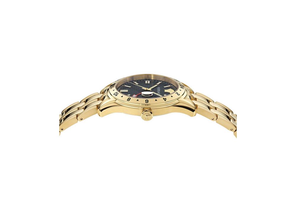 Reloj de Cuarzo Versace Greca Time GMT, PVD Oro, Negro, 41 mm, VE7C00723