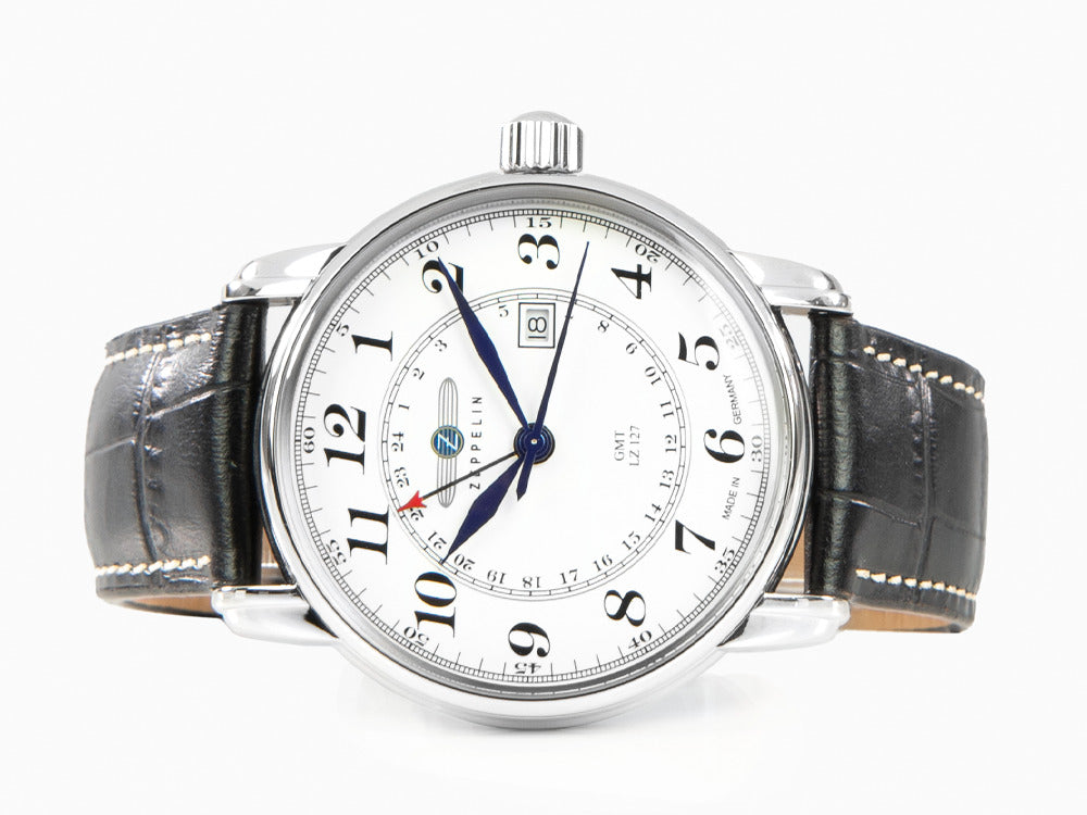 Reloj de Cuarzo Zeppelin LZ 127 Graf Zeppelin, Blanco, 42 mm, GMT, 7642-1