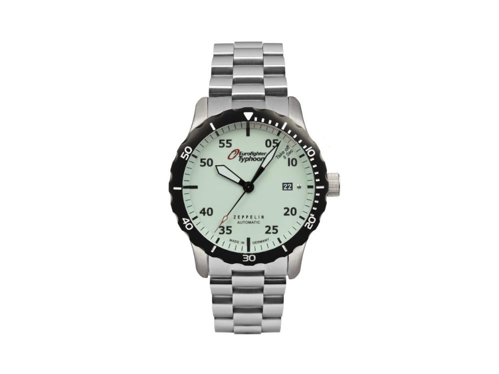 Reloj Automático Zeppelin Eurofighter, PVD, Blanco, 43 mm, Día, 7268M-5