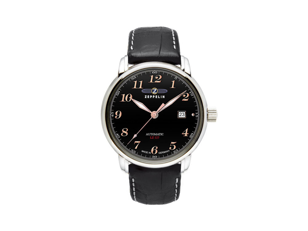 Reloj Automático Zeppelin LZ 127 Graf Zeppelin, Negro, 40 mm, Día, Piel, 7656-2